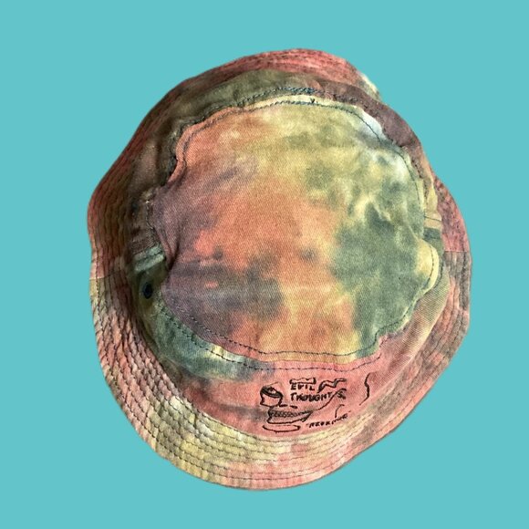 Bucket Hat, Jean-Michel Baquiat, Tie-Dye w/ Skull Logo 'Evil Thoughts' - Picture 4 of 7